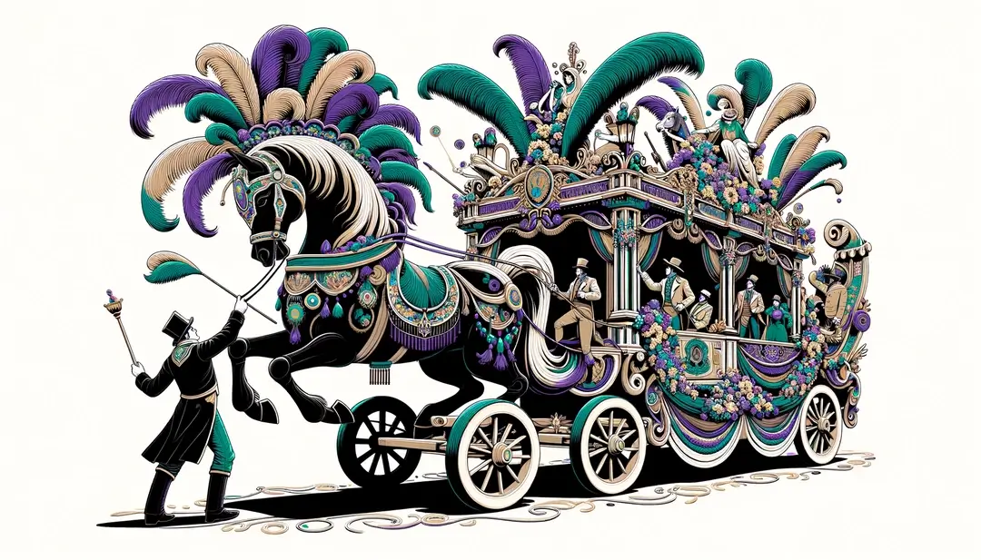 Ilustración de una carroza en el desfile temático de las fiestas en Bresse
