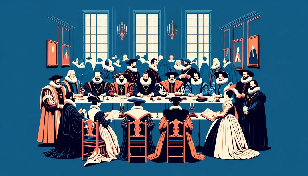 Ilustración del Edicto de Nantes representando la firma de un acuerdo histórico que promovió la coexistencia pacífica en Francia