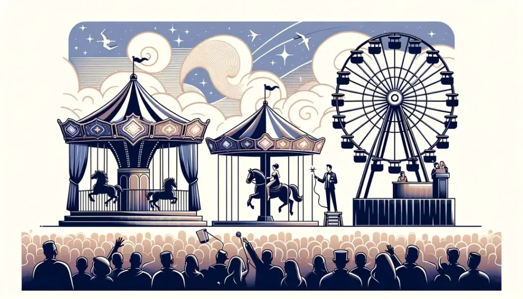 Ilustración minimalista de una feria con carrusel
