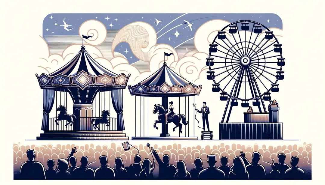 Ilustración minimalista de una feria con carrusel