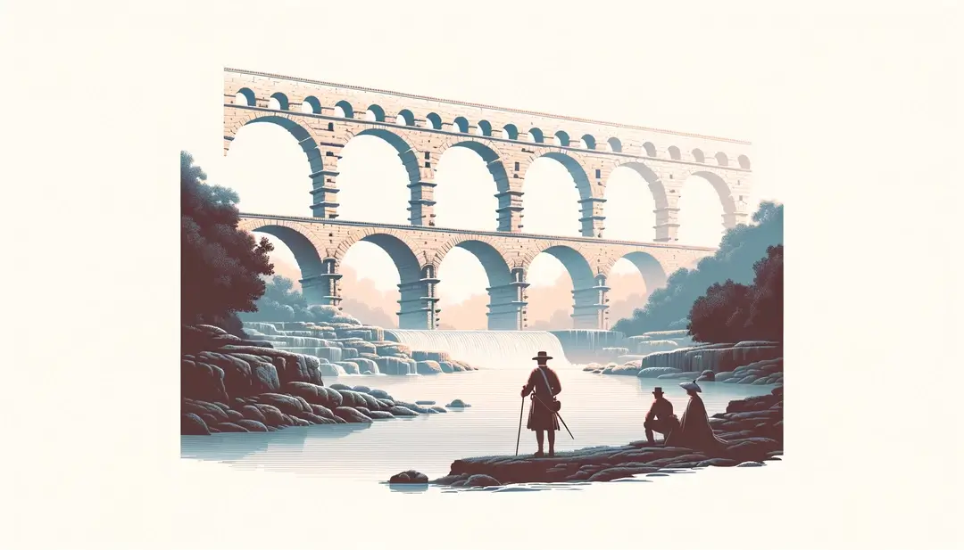 Ilustración minimalista del Pont du Gard