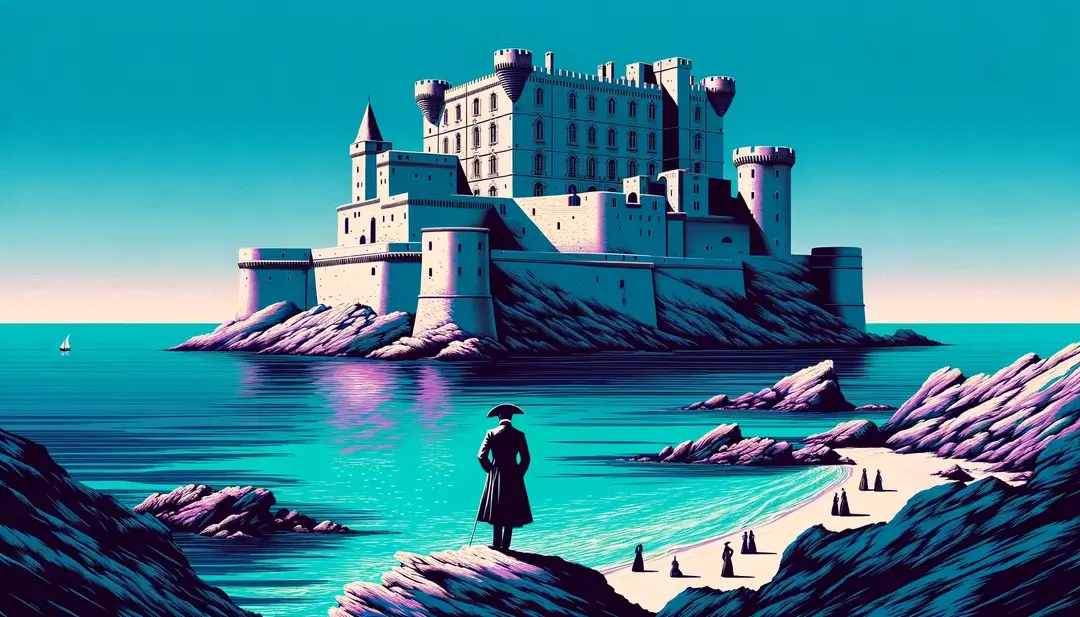 Ilustración del Château d’If con el Mediterráneo