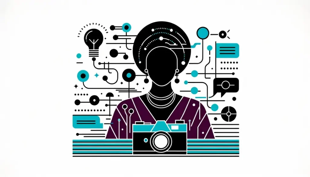 Figura humana con cámara capturando historias sociales