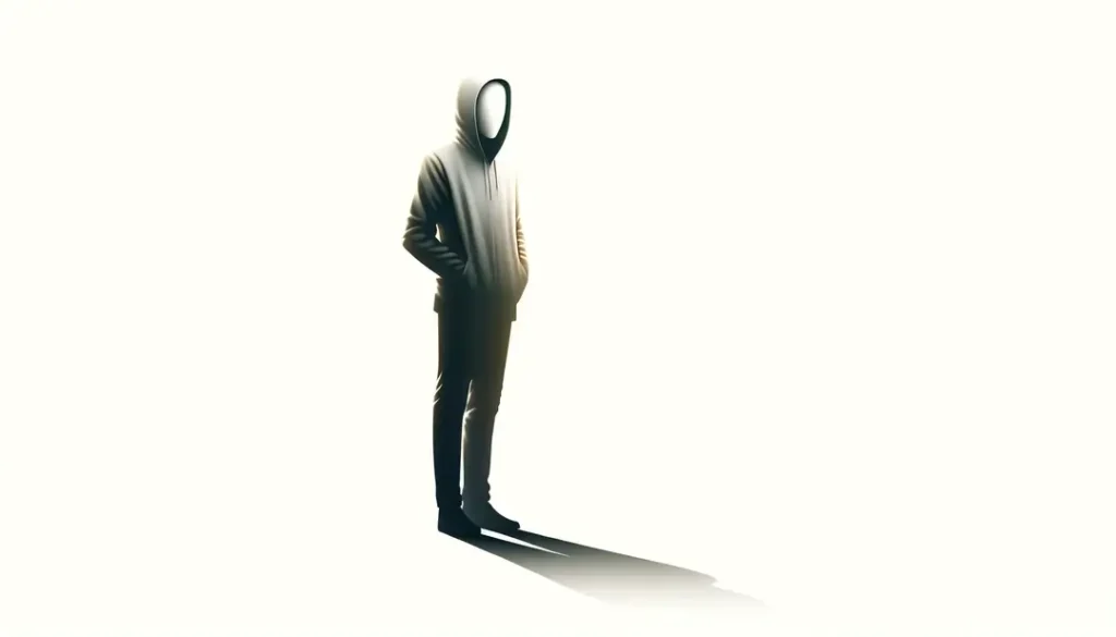 Ilustración minimalista de figura solitaria que captura el simbolismo visual y el culto cinematográfico en ‘Holy Motors’