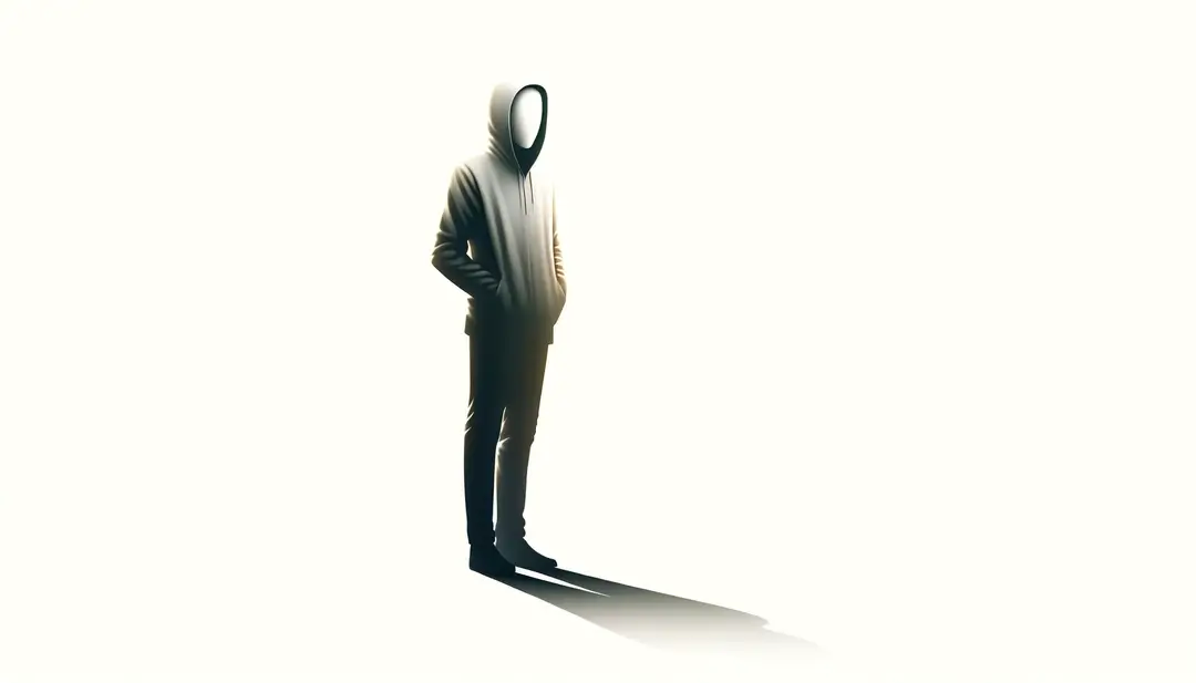 Ilustración minimalista de figura solitaria que captura el simbolismo visual y el culto cinematográfico en ‘Holy Motors’