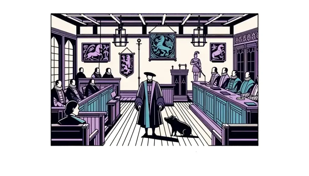 Ilustración de un juicio a animales en la cultura jurídica medieval