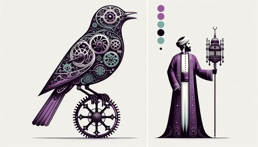 Ilustración de un sofisticado automáta en el estilo de la Francia de la Ilustración