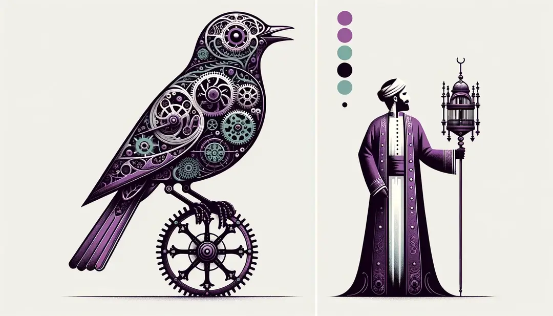 Ilustración de un sofisticado automáta en el estilo de la Francia de la Ilustración