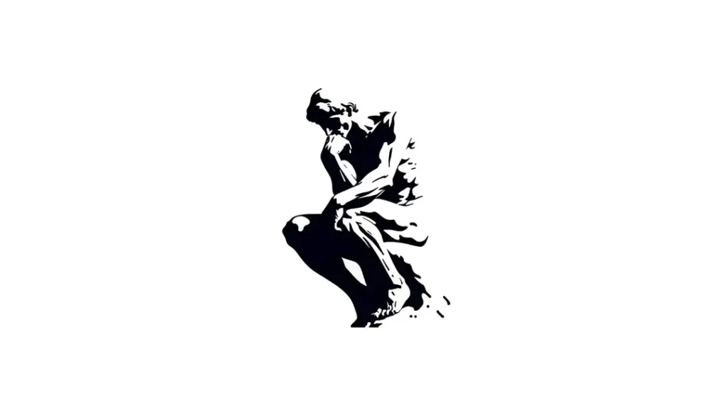 Ilustración minimalista de una figura humana reflexionando