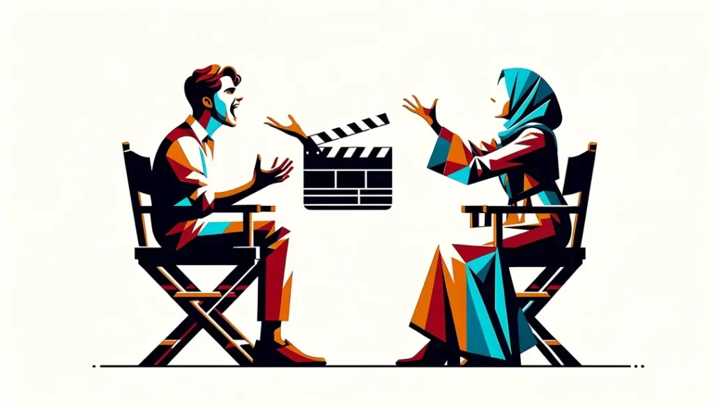 Ilustración de un joven actor francés en un rodaje de cine