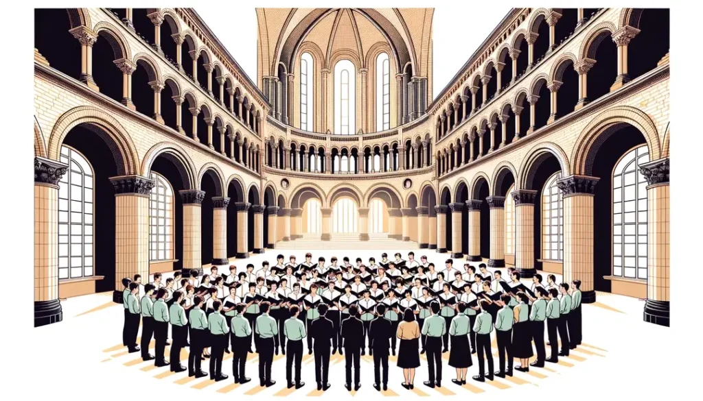 Un coro juvenil europeo cantando en la histórica Basílica de San Sernín