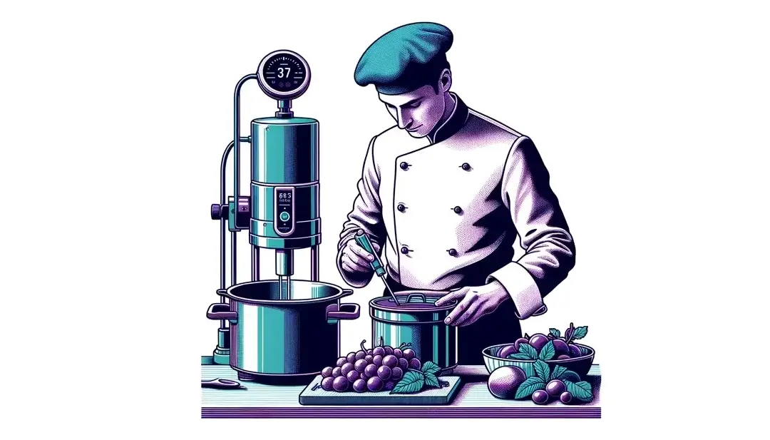 Chef francés utilizando equipo de cocina al vacío