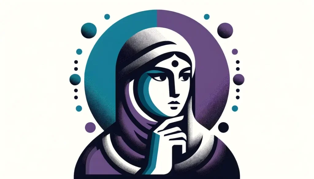Ilustración minimalista de una mujer en reflexión sobre la hospitalidad