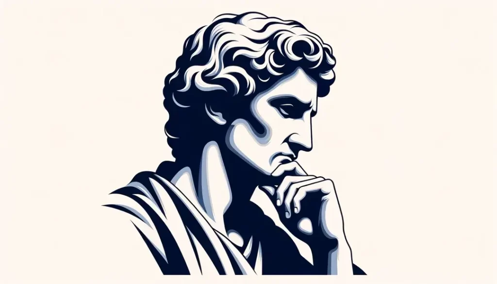Retrato del filósofo Emmanuel Levinas en estilo minimalista