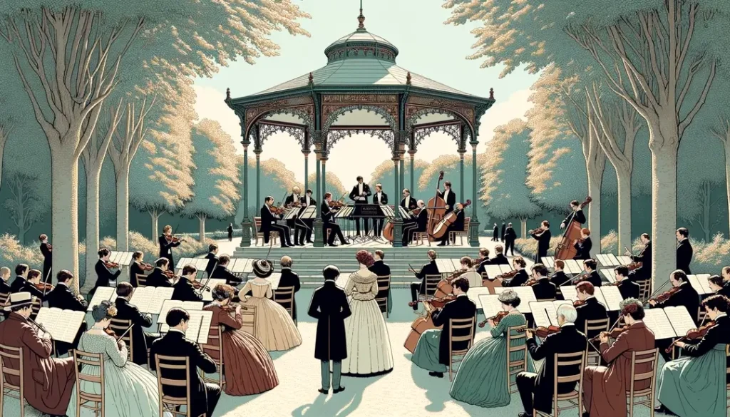 Escena minimalista de un concierto al aire libre en París