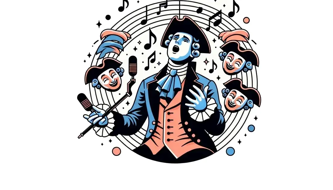 Intérprete de vaudeville del siglo XVIII con canción y humor