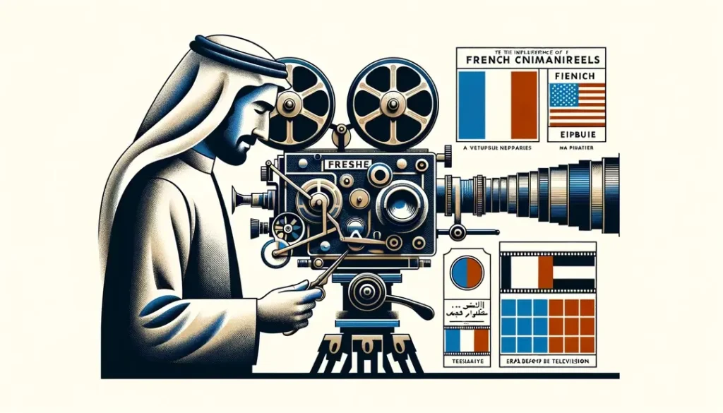 Ilustración minimalista de una figura humana con una cámara de cine vintage