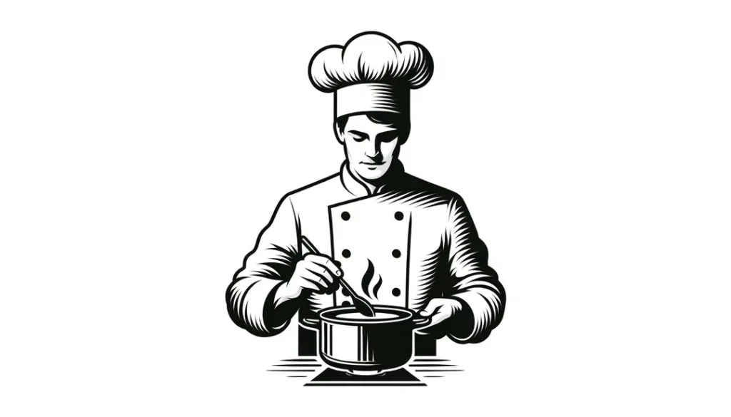 Cocinero francés cocinando a llama baja