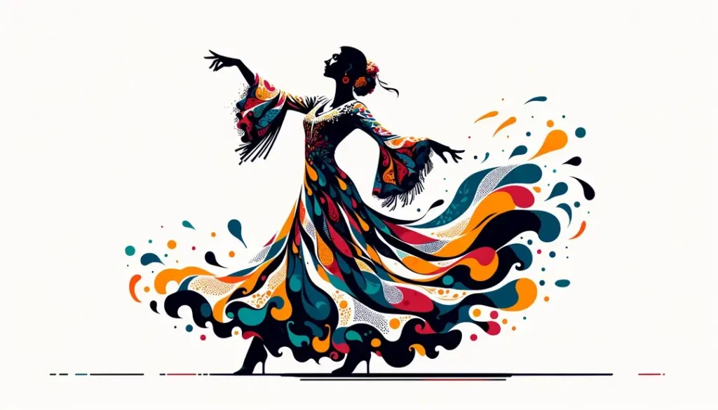 Ilustración de una figura humana bailando flamenco en un festival del norte de Francia