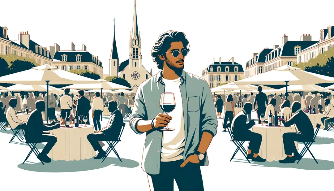 Figura humana disfrutando de un festival de vino en Burdeos con fondo blanco