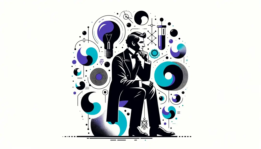 Imagen minimalista de Gaston Bachelard explorando conceptos científicos y filosóficos del siglo XX