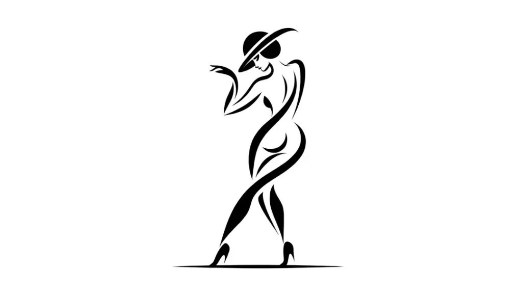 Figura estilizada en blanco destacando la sensualidad del cine francés