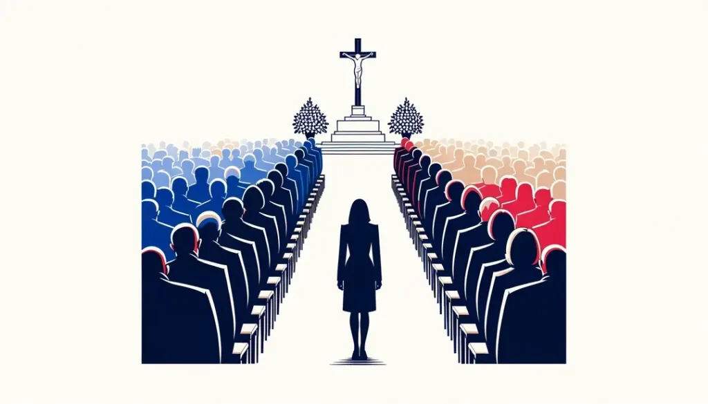 Imagen de un funeral de Estado en Francia con un fondo blanco y colores minimalistas