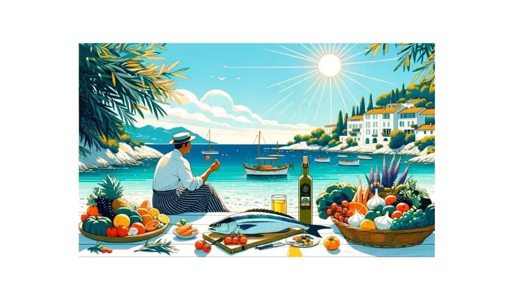 Escena minimalista de alimentos frescos y tradición culinaria de la Côte d'Azur