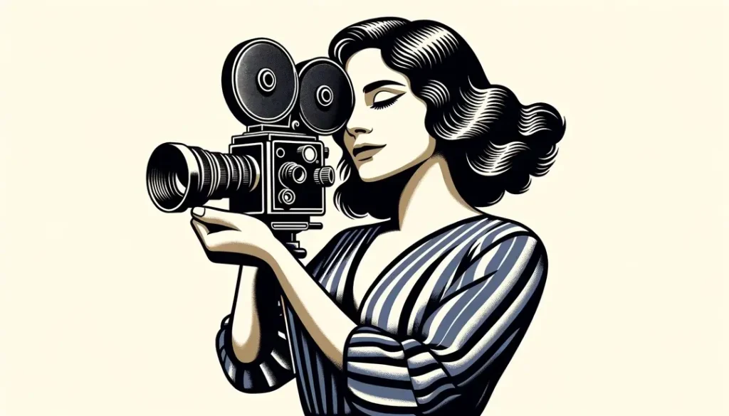 Imagen minimalista de un cineasta de la nouvelle vague que simboliza el director como autor