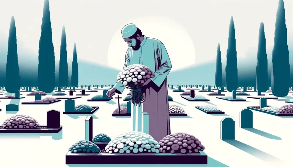 Ilustración minimalista de un cementerio en Francia