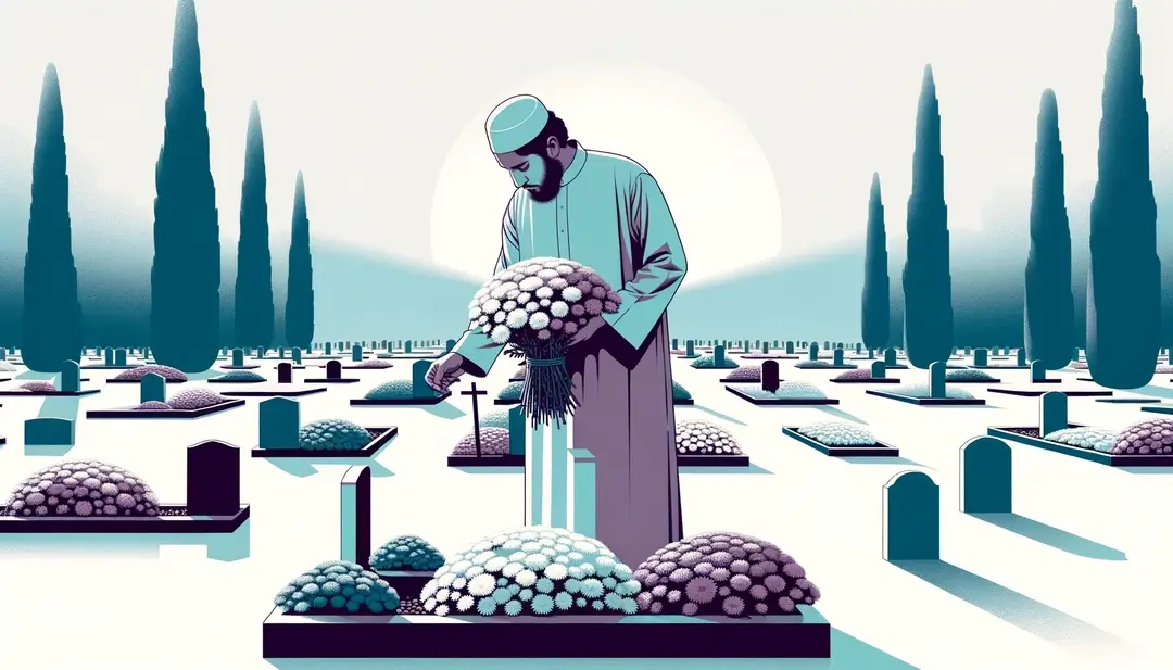 Ilustración minimalista de un cementerio en Francia