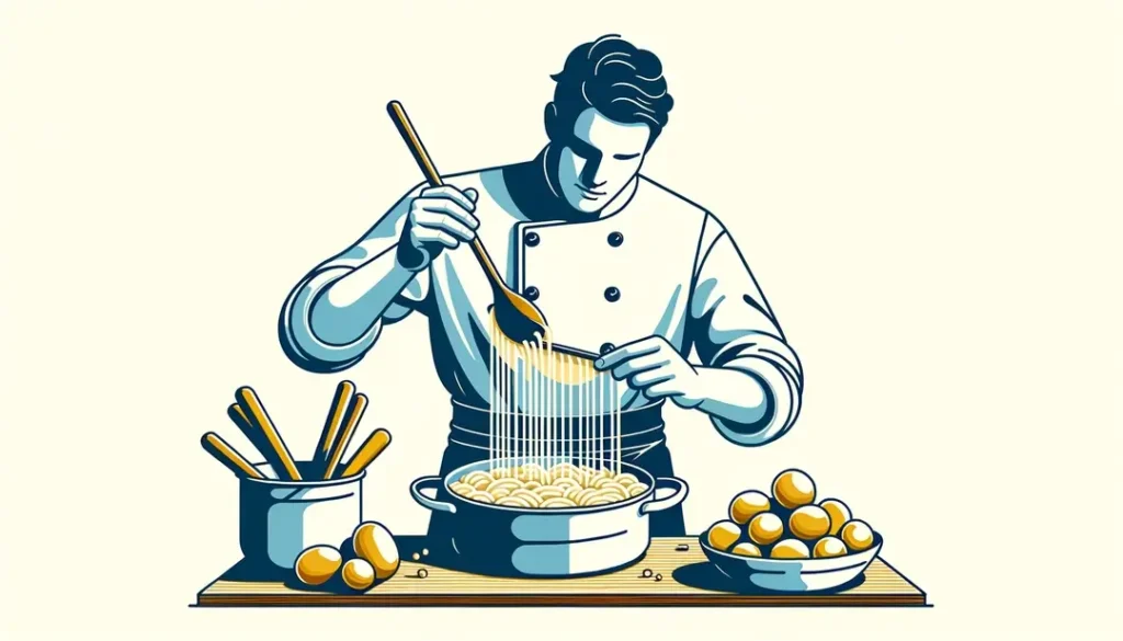 Ilustración minimalista de una persona preparando el aligot