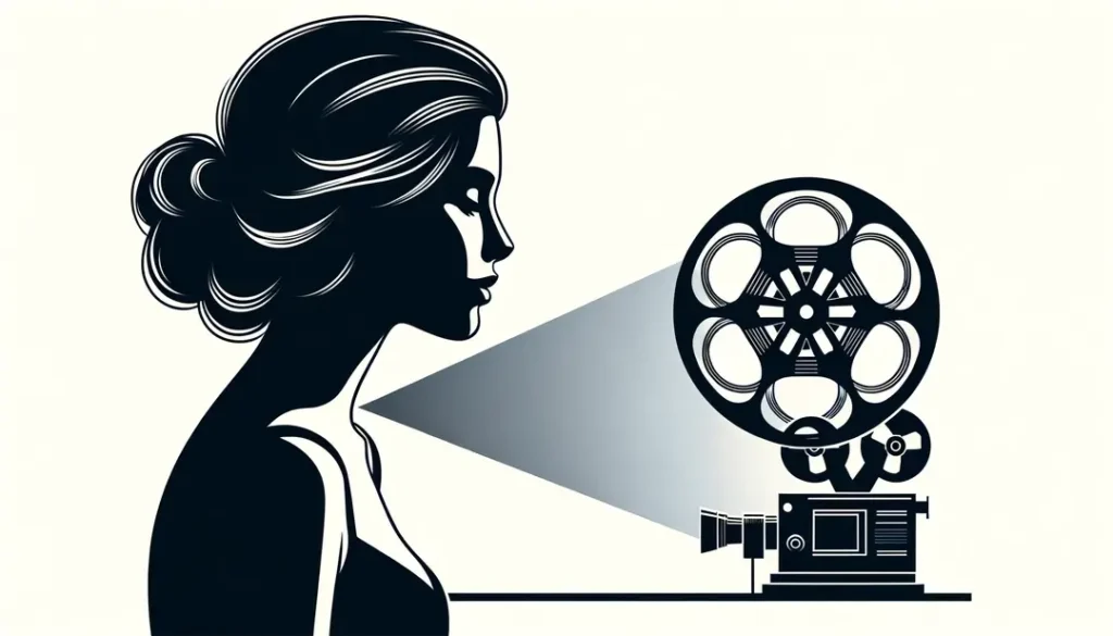 Figura humana viendo una película proyectada