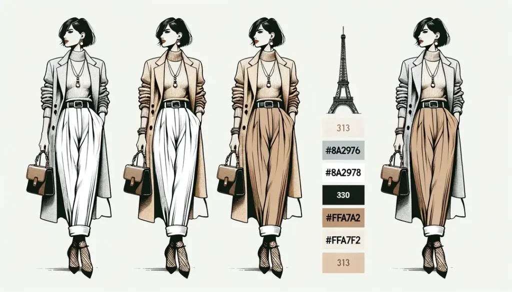 Figura humana ejemplificando moda parisina con fondo blanco
