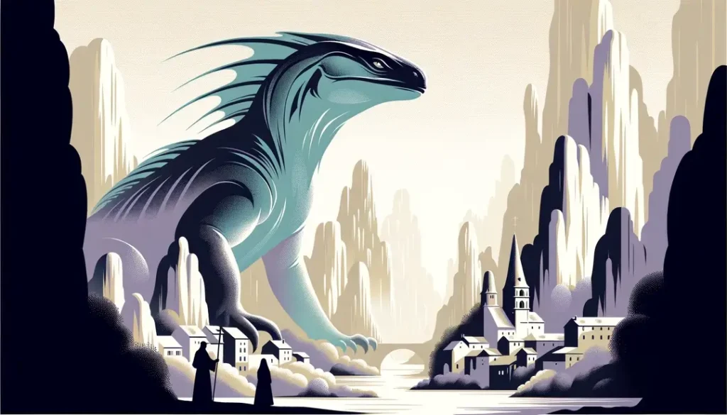 Ilustración del gigante mítico del Défilé de Donzère en Francia