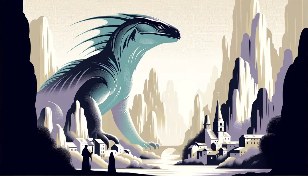 Ilustración del gigante mítico del Défilé de Donzère en Francia