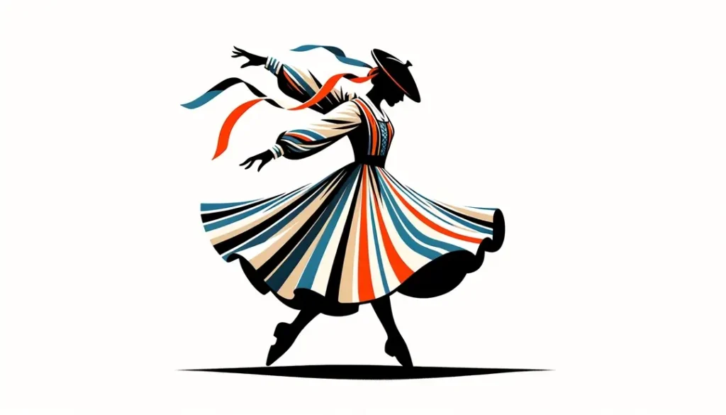Bailarina folclórica de Bretaña realizando una coreografía tradicional