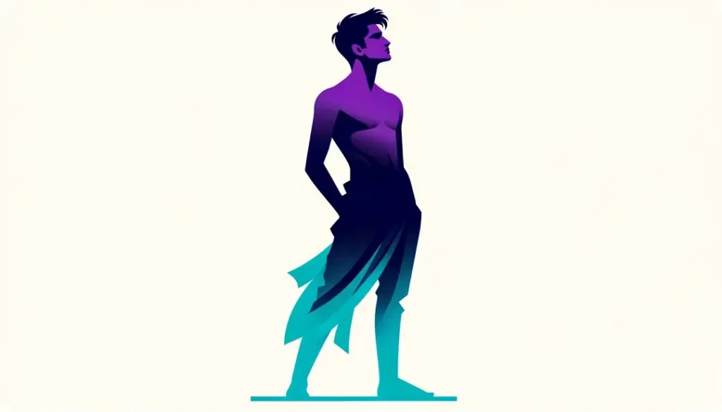 Imagen de una figura humana en posición contemplativa