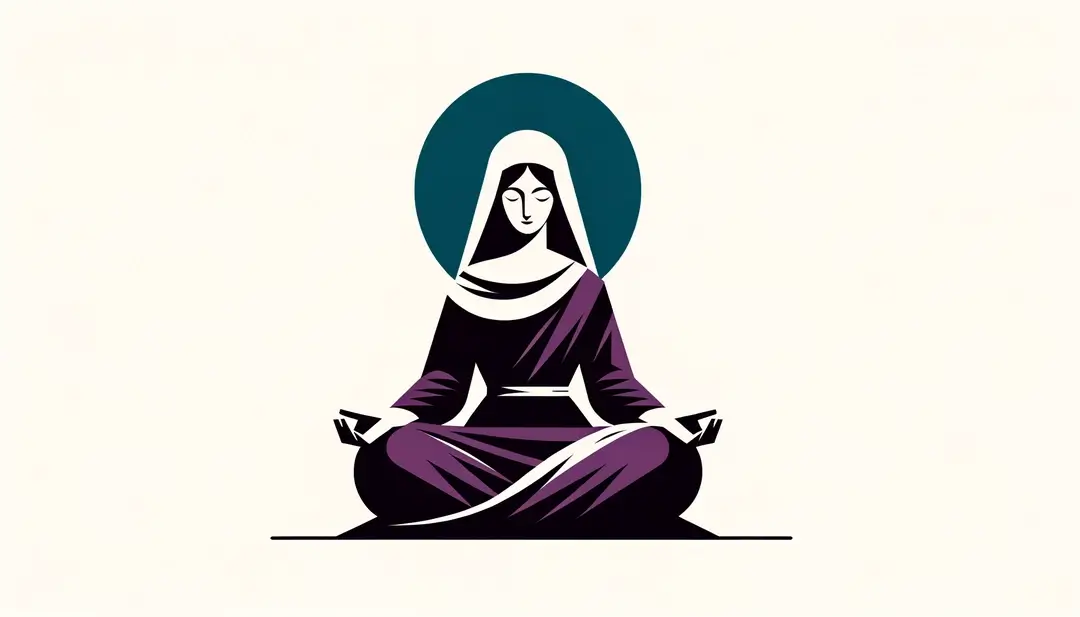 Sainte Pélagie en meditación simbolizando la penitencia y conversión espiritual en la tradición cristiana