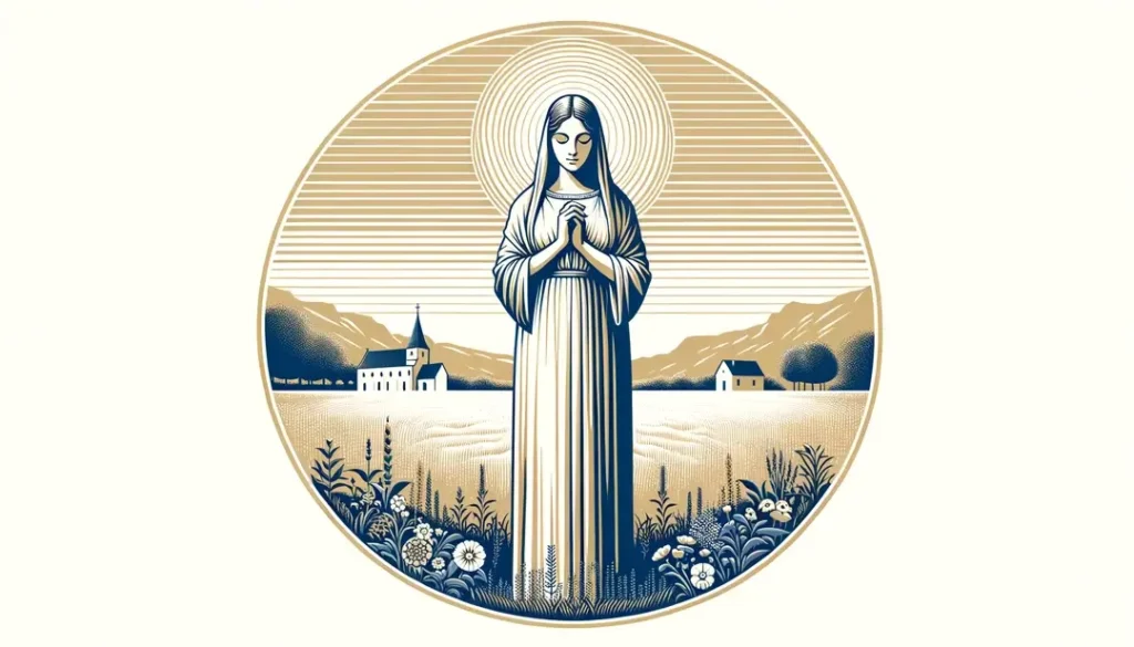 Imagen minimalista de la Virgen de Buglose en estilo elegante