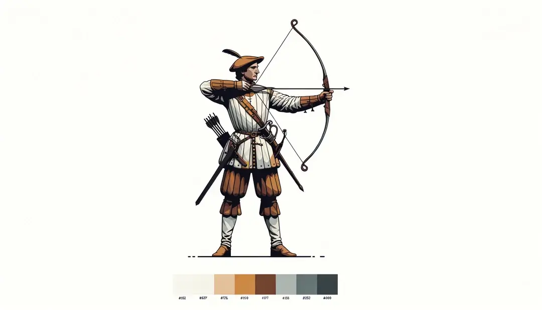 Ilustración minimalista de un arquero medieval francés con ballesta