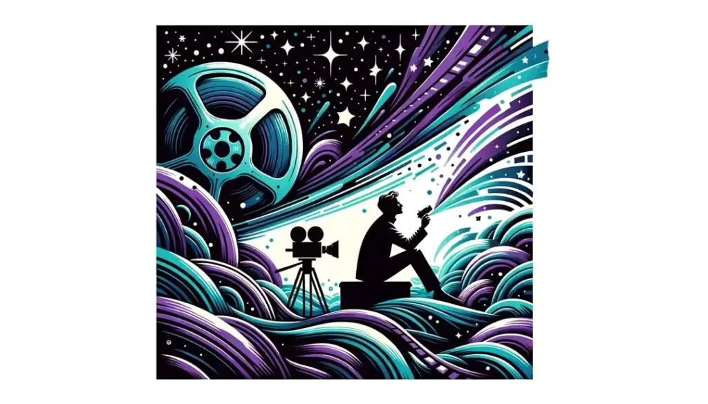 Imagen minimalista de una figura humana evocando introspección y cine
