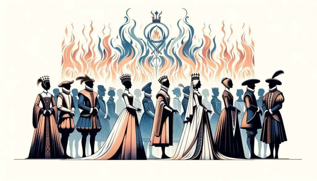 Nobles franceses del siglo XIV en el fatídico Bal des Ardents
