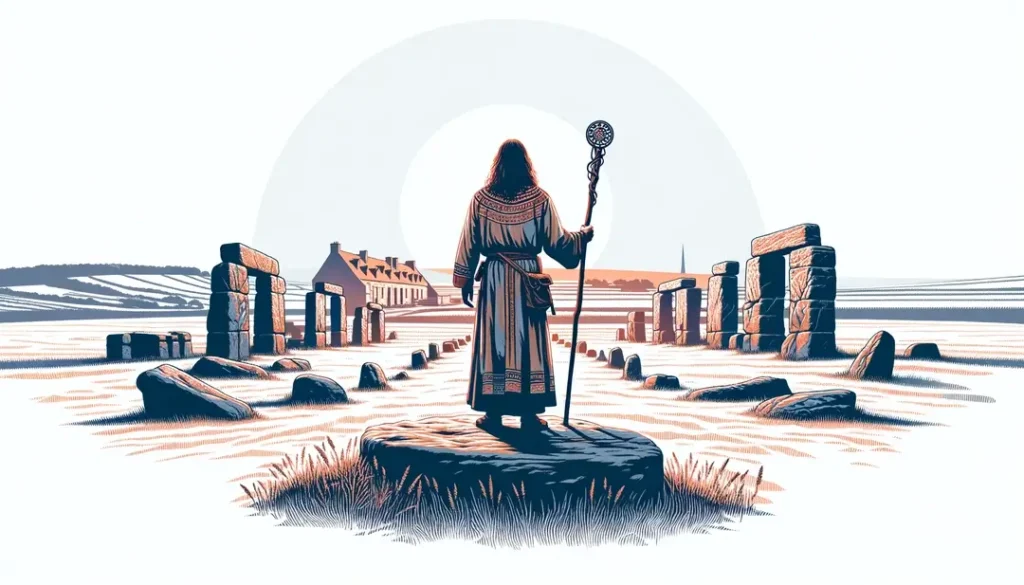 Ilustración de un druida galo en Mont Beuvray