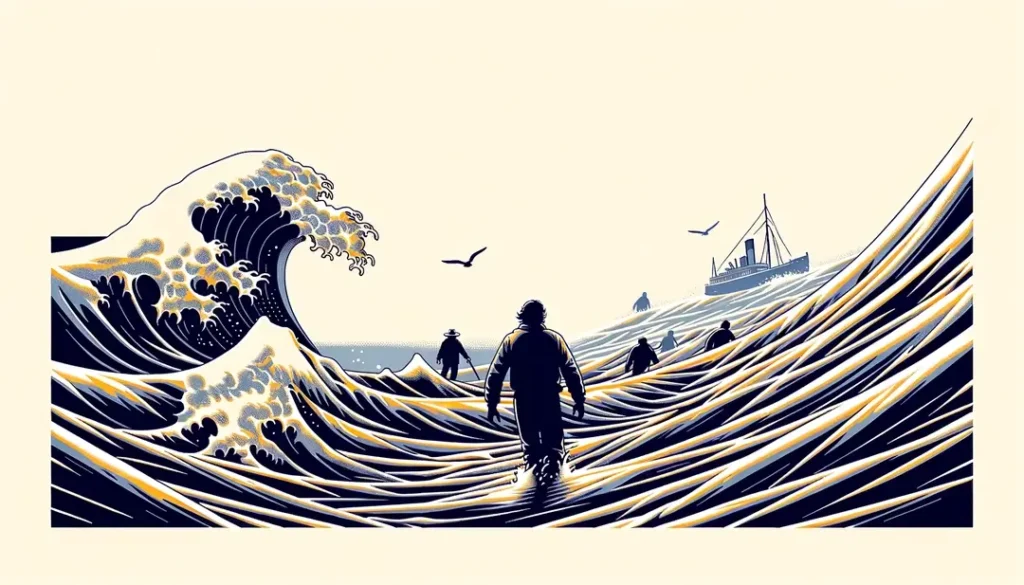 Ilustración minimalista inspirada en el nuevo extremismo francés en el cine con un fondo blanco y figura humana