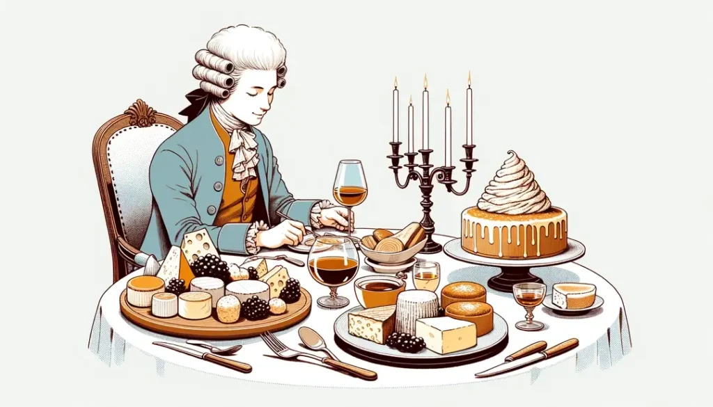 Ilustración de una experiencia gastronómica francesa típica con una mesa elegante
