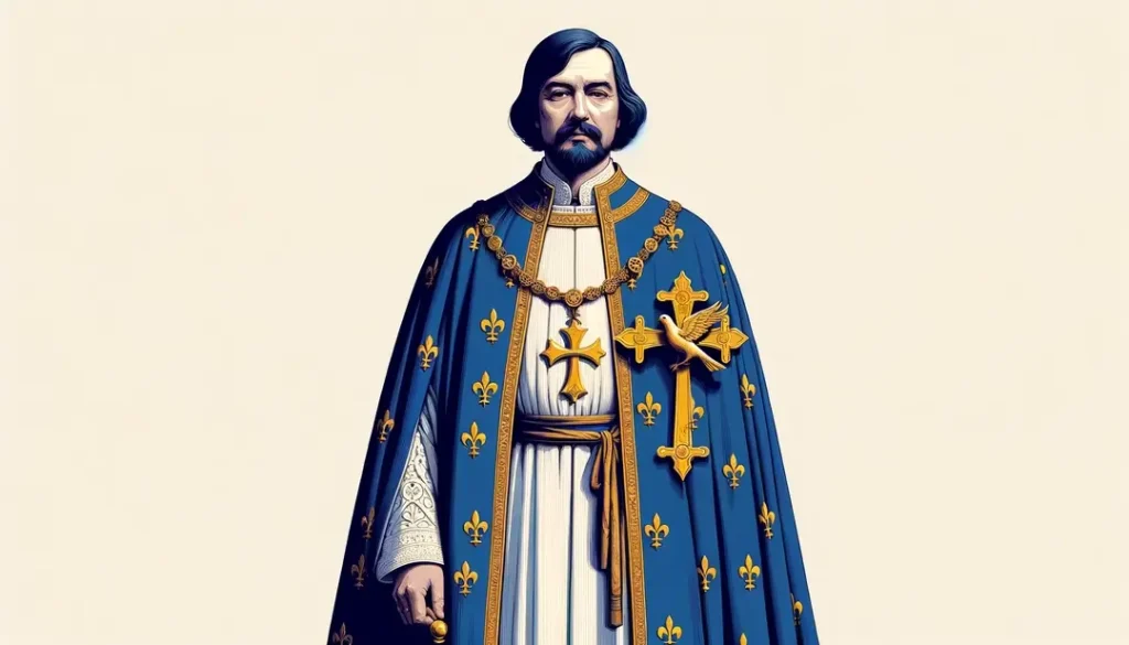Noble francés del siglo XVI con emblema del Espíritu Santo