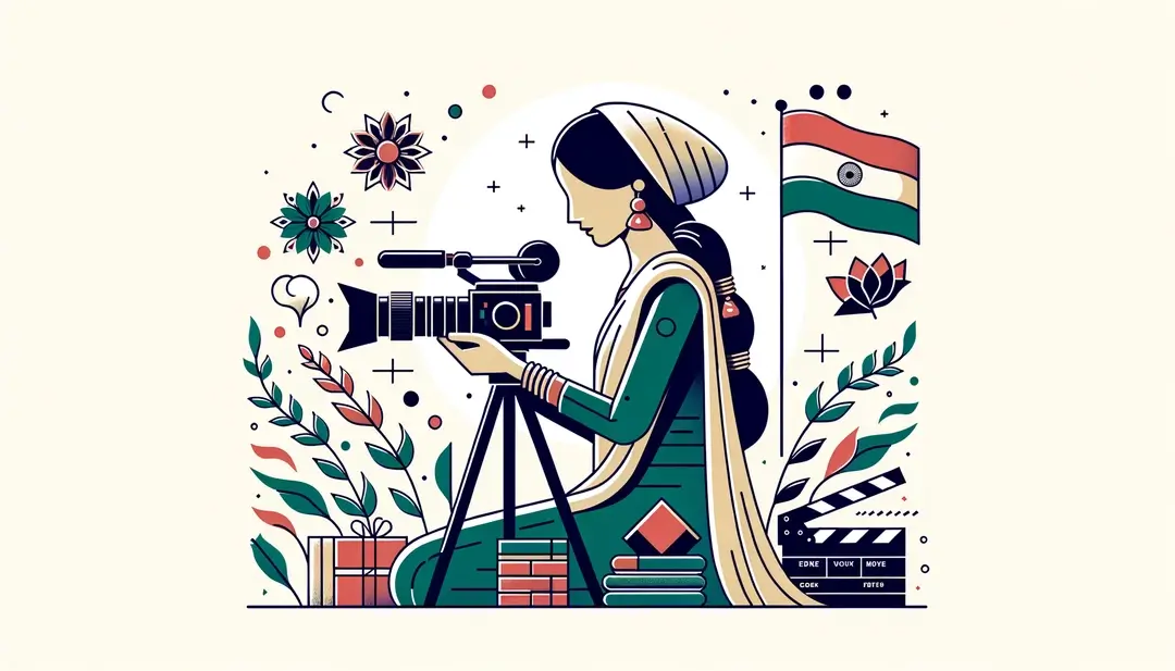 Figura humana con cámara simbolizando la creación de cine documental en estilo minimalista