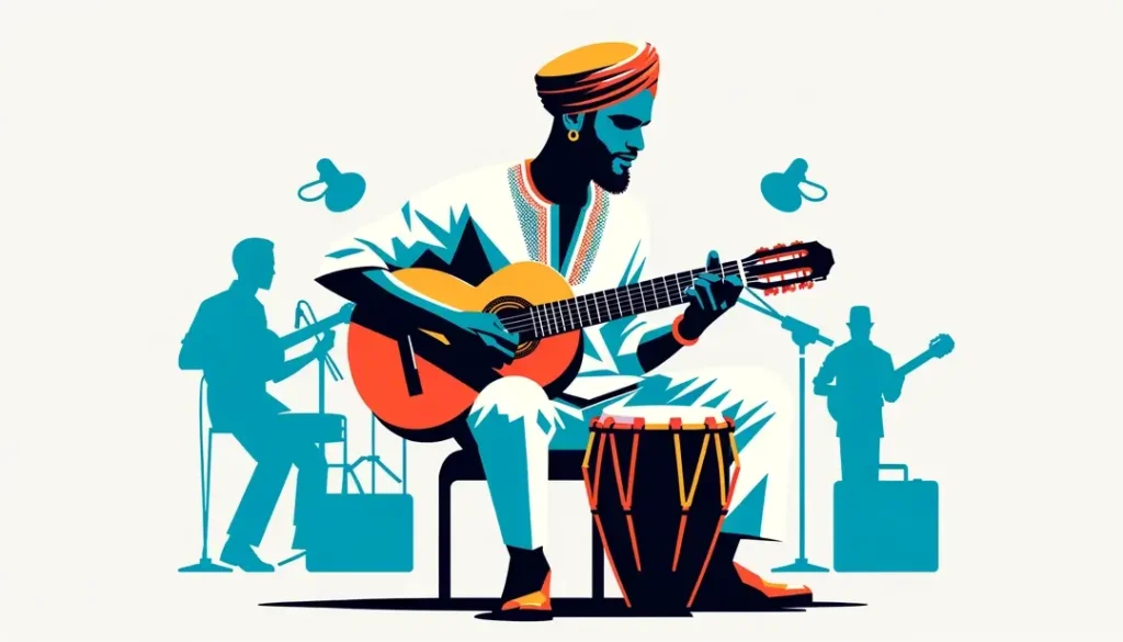 Músico caribeño tocando instrumentos de zouk