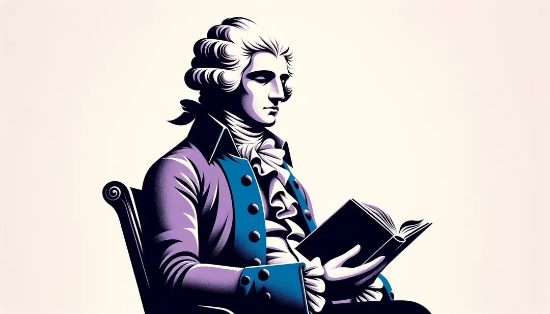 Ilustración de Voltaire reflexionando sobre la libertad de expresión durante la Ilustración francesa